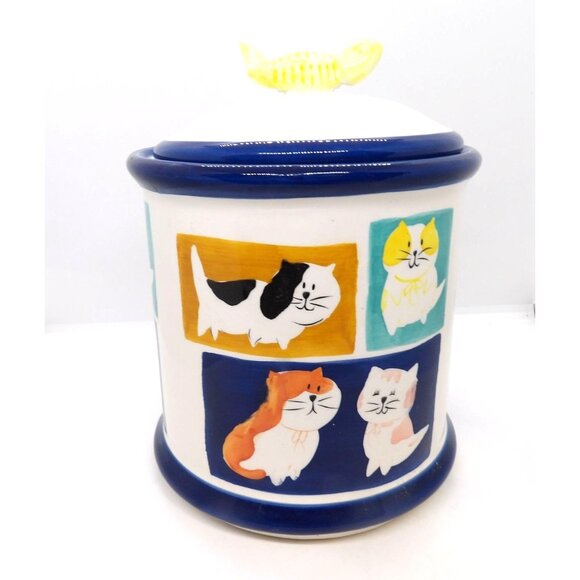 Authentic Kitchen Other - Ceramic Cat Treat Canister with Sealed Lid 8.5" Tall preowned